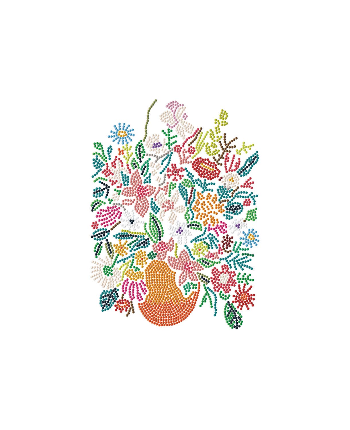 Colorful floral wreath design on a white background