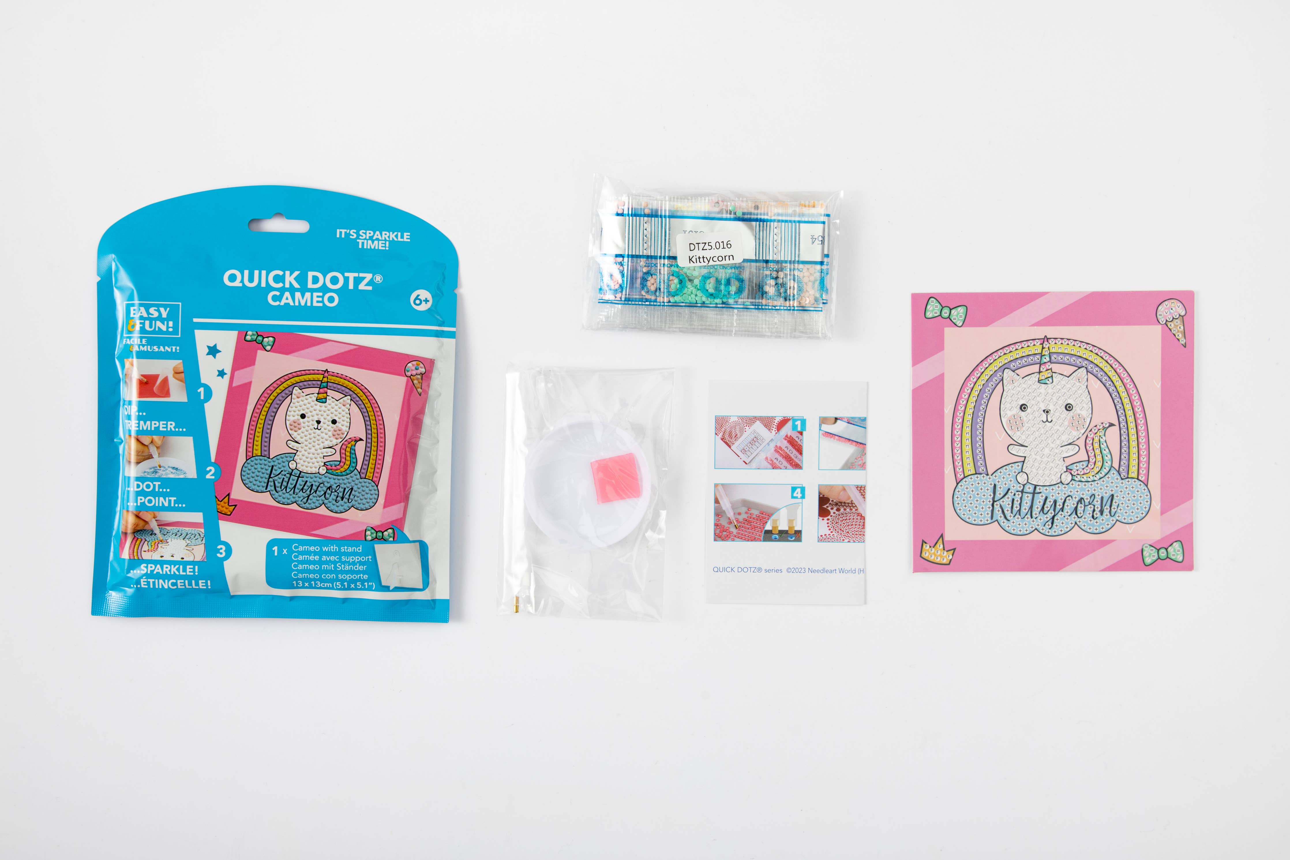 Quick Dotz Cameo kit with Kitty Corn design on a white background
