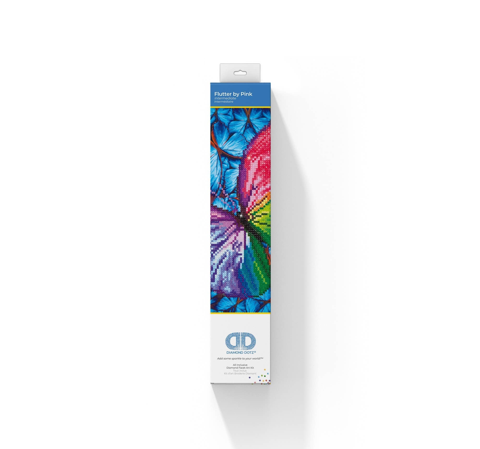 Packaged product with colorful butterfly design on a white background