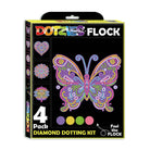 Box of Dotzles Flock diamond dotting kit with butterfly design and colorful dots.
