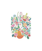 Colorful floral wreath design on a white background