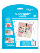 Quick Dotz Cameo craft kit packaging with a bear design and step-by-step instructions.