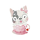 Diamond painting of a cat with a pink bow on a white background