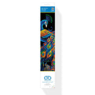 Packaged diamond painting kit with a peacock design on a white background