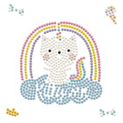 Colorful bead pattern of a cartoon character with a rainbow on a white background