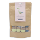 Kraft paper packaging with yarn and a Hardicraft label on a white background