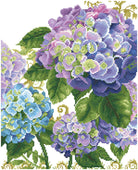 Close-up of completed hydrangea diamond painting artwork