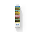 Packaged piano keys with colorful gradient on a white background