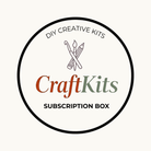 Logo of Craft Kits Subscription Box with text and icons on a white background