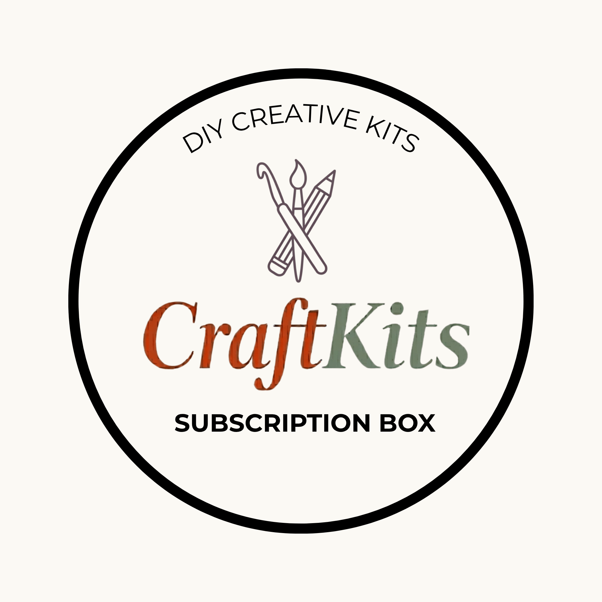 Logo of Craft Kits Subscription Box with text and icons on a white background
