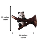 Panda-shaped toy with dimensions labeled on a white background