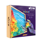 Oktro Mood sensory art packaging with colorful coral-like structures and a hand holding a piece of art.