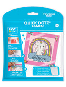 Quick Dotz Cameo craft kit packaging with a cat illustration on a white background