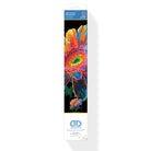 Colorful tie-dye patterned product packaging with a brand logo on a white background