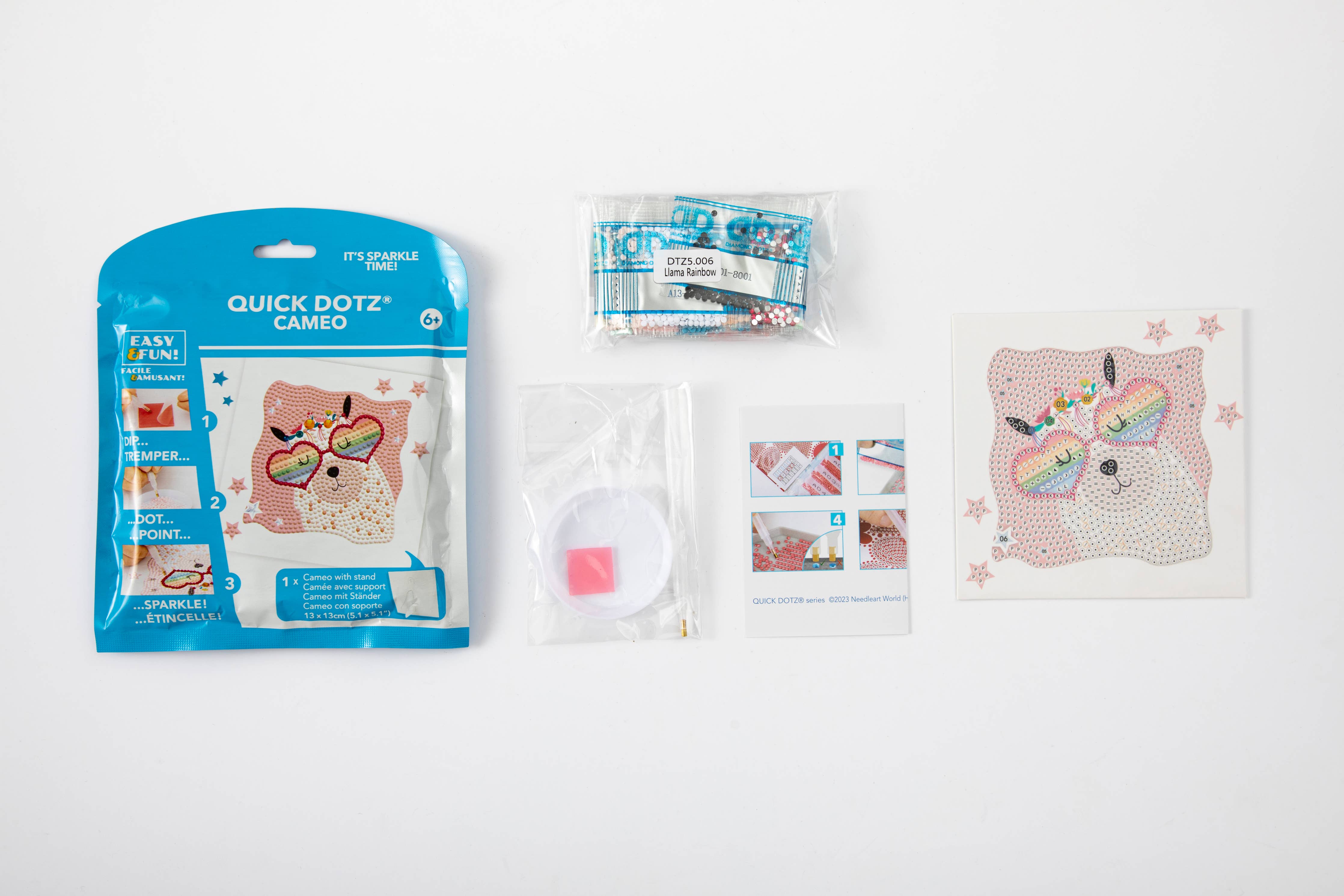 Crafting kit with a bear design on a white background