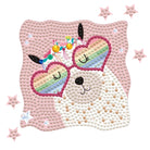 Children's activity sheet with a bear and rainbow design on a pink background