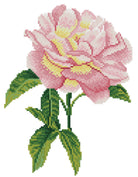 Pink Rose diamond art with green leaves